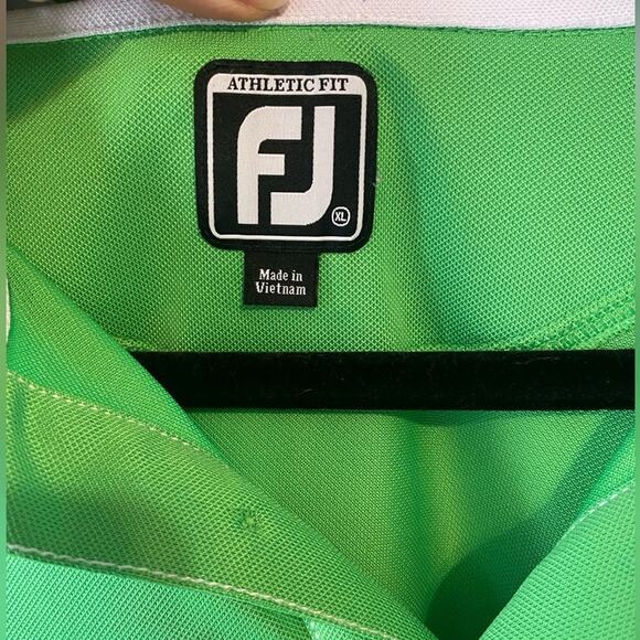 FootJoy Polo Shirt Mens XL Athletic Fit Lime Green Short Sleeve Preppy Golf Polo - Picture 4 of 13